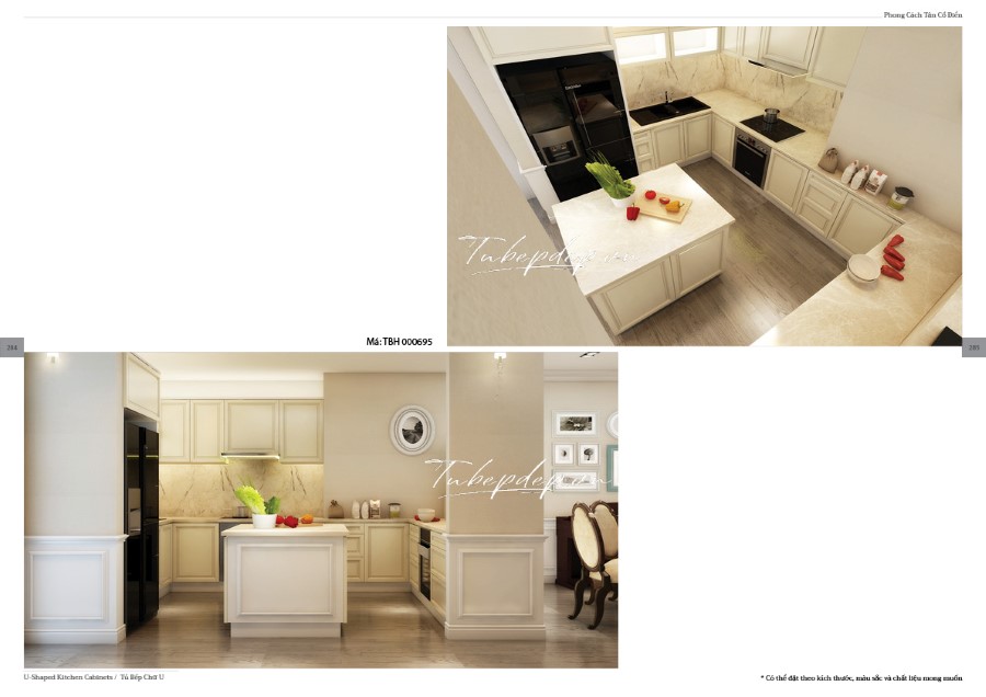 Thiết kế phòng bếp biệt thự tân cổ điển